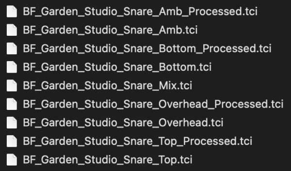 BF Garden Studio Snare TCI files